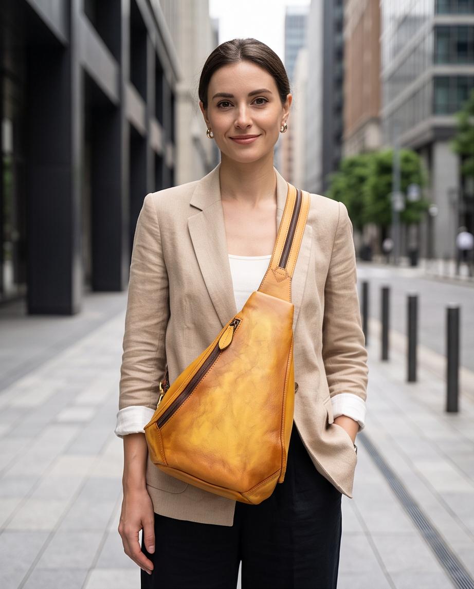Q-DEVINER Genuine Cowhide Leather Backpack for Women – Large Capacity Cross Chest Bag