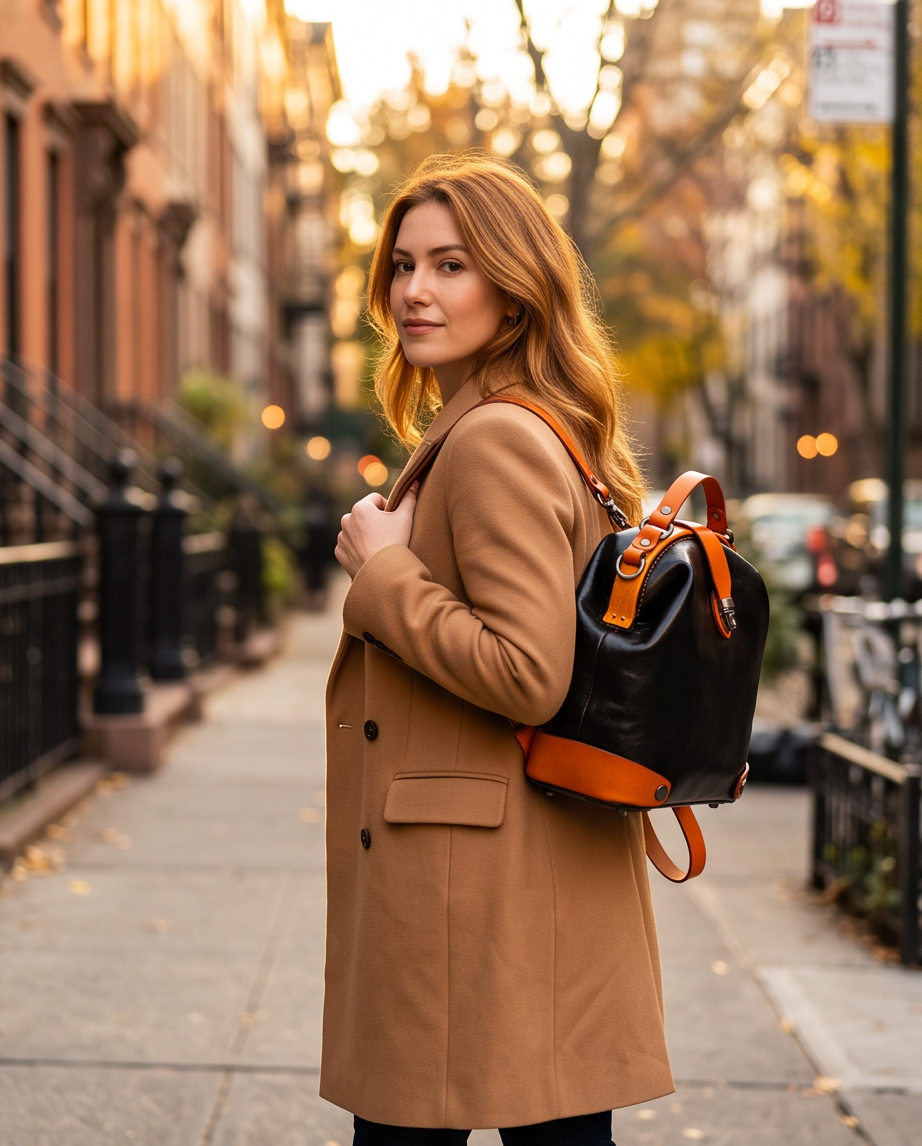 Q-MYSTERIOUS Retro Women's Genuine Leather Backpack | Convertible Shoulder Bag