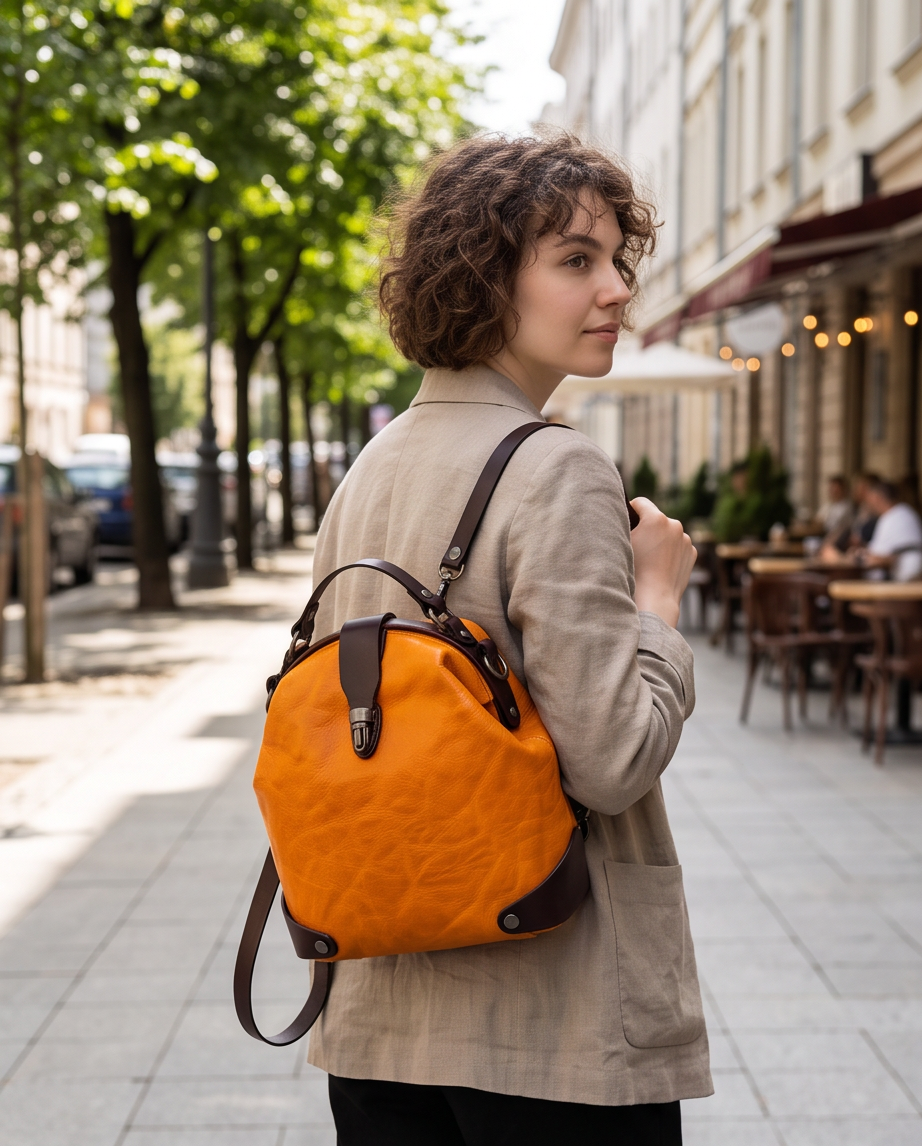 Q-MYSTERIOUS Retro Women's Genuine Leather Backpack | Convertible Shoulder Bag