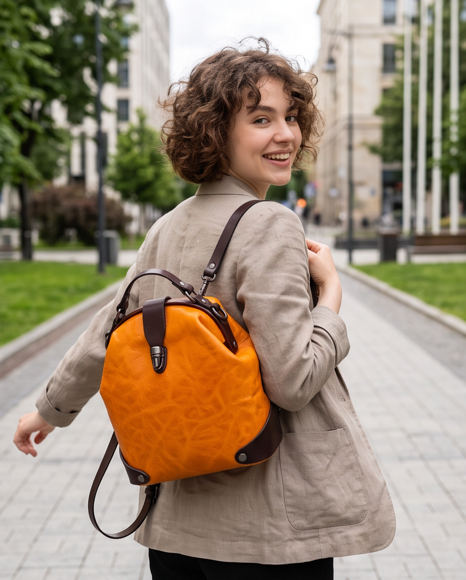Q-MYSTERIOUS Retro Women's Genuine Leather Backpack | Convertible Shoulder Bag