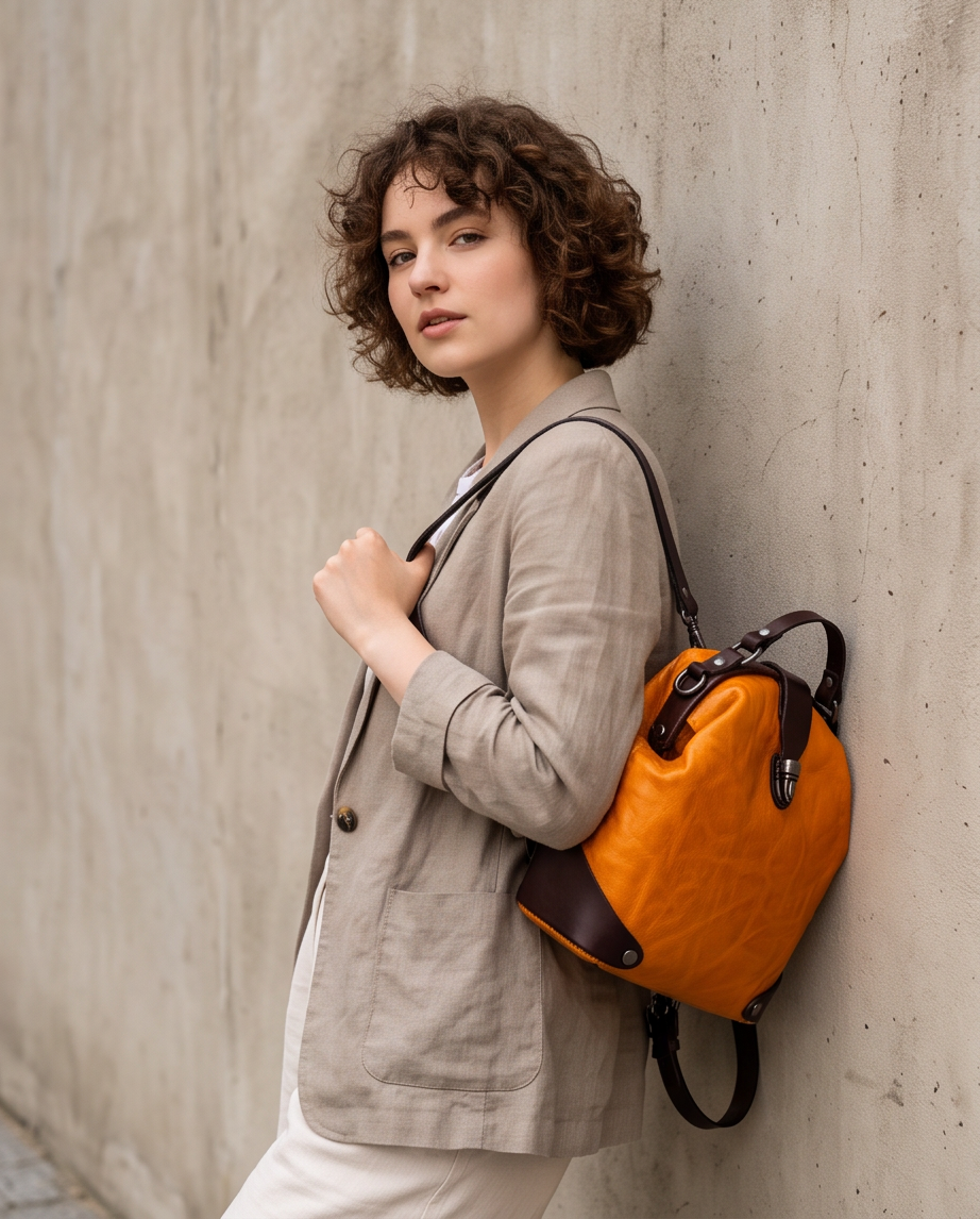 Q-MYSTERIOUS Retro Women's Genuine Leather Backpack | Convertible Shoulder Bag