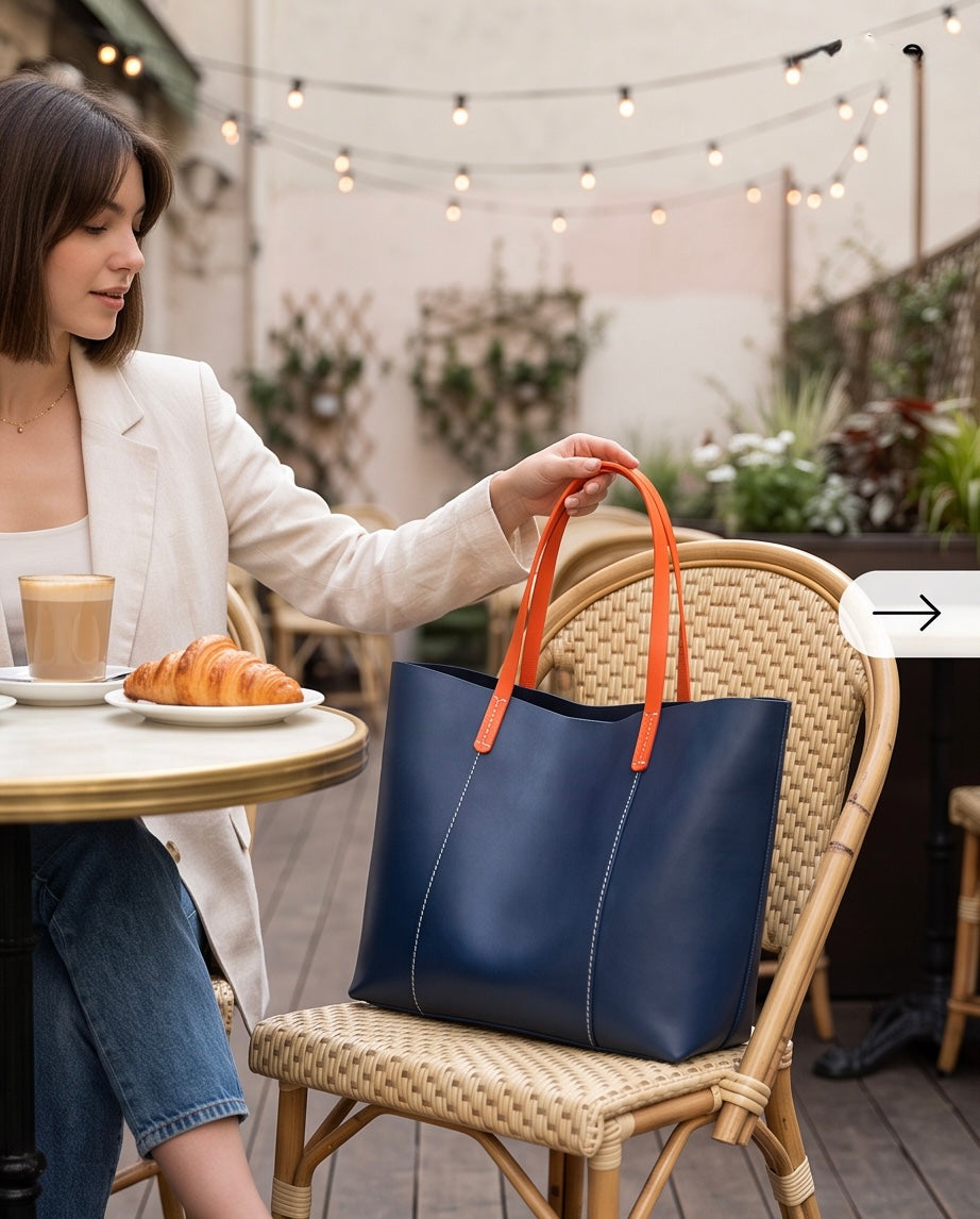 Q-SETA Women's High-End Genuine Leather Tote Bag | Large Capacity Shoulder Bag