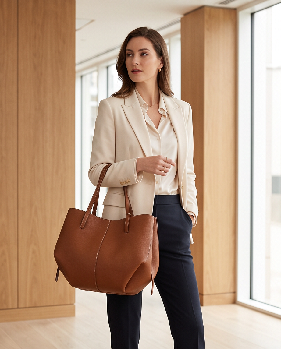 Q-CITTA Vintage Genuine Leather Shoulder Tote Bag for Women – Large Capacity