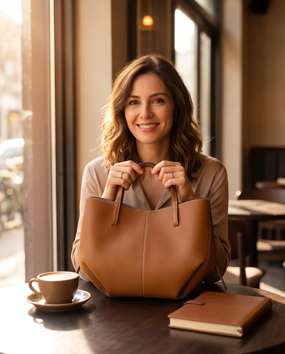 Q-CITTA Vintage Genuine Leather Shoulder Tote Bag for Women – Large Capacity