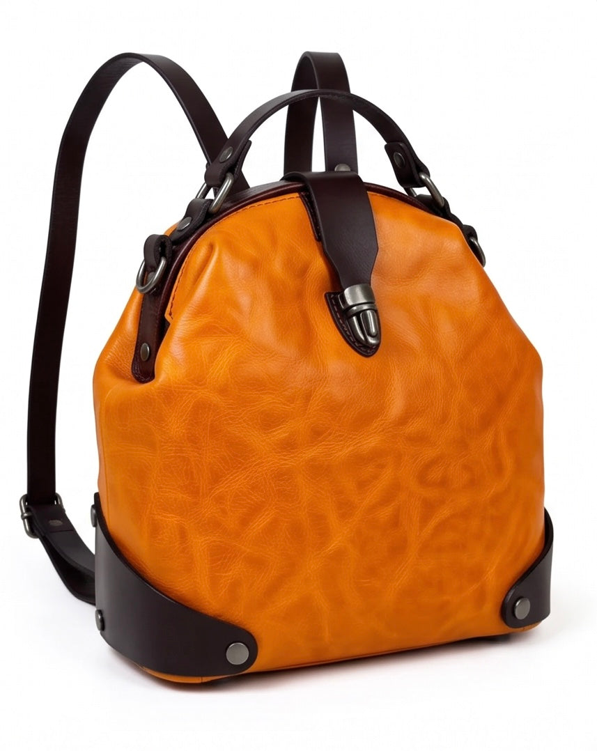 Q-MYSTERIOUS Retro Women's Genuine Leather Backpack | Convertible Shoulder Bag