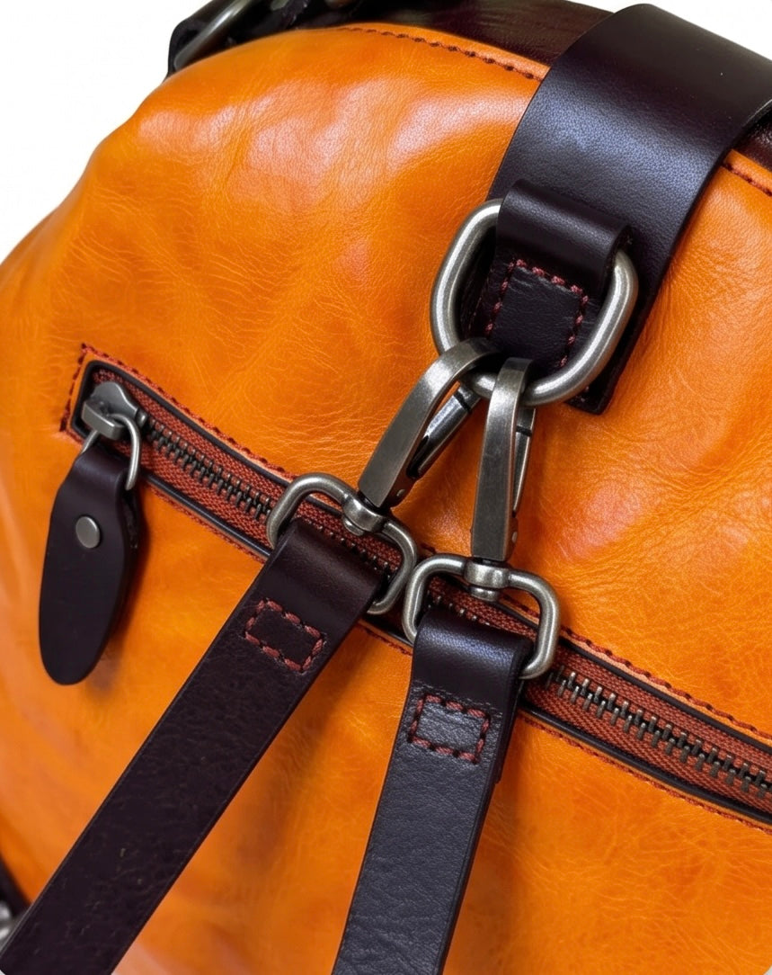Q-MYSTERIOUS Retro Women's Genuine Leather Backpack | Convertible Shoulder Bag