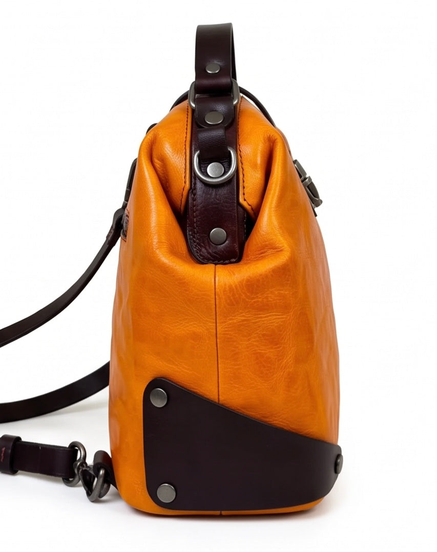 Q-MYSTERIOUS Retro Women's Genuine Leather Backpack | Convertible Shoulder Bag
