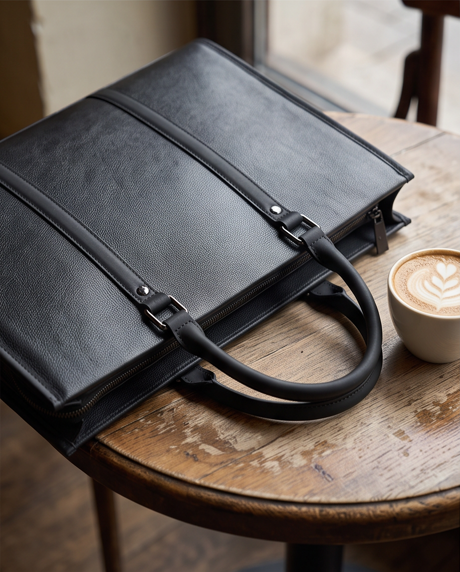 Q-EXECUTIVE Genuine Leather Laptop Briefcase – 15.6" Fit, 39L, Waterproof
