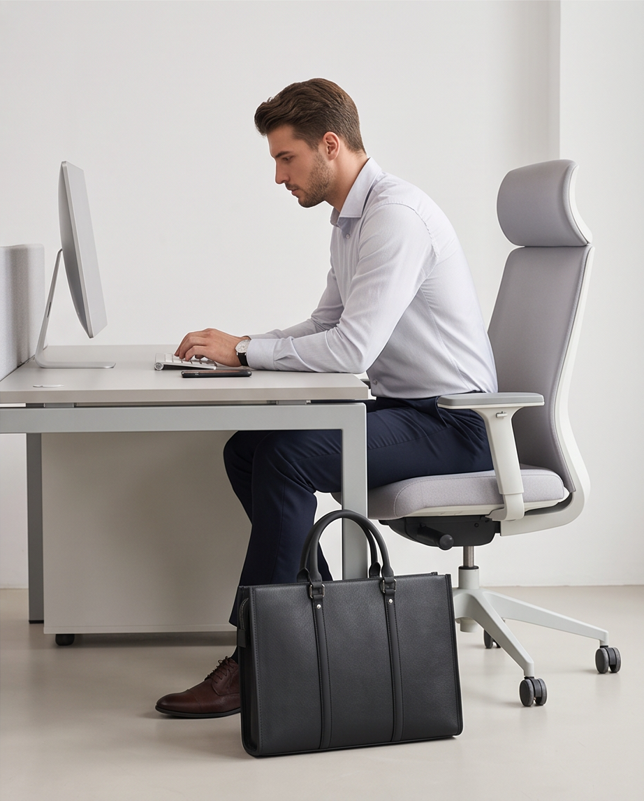 Q-EXECUTIVE Genuine Leather Laptop Briefcase – 15.6" Fit, 39L, Waterproof
