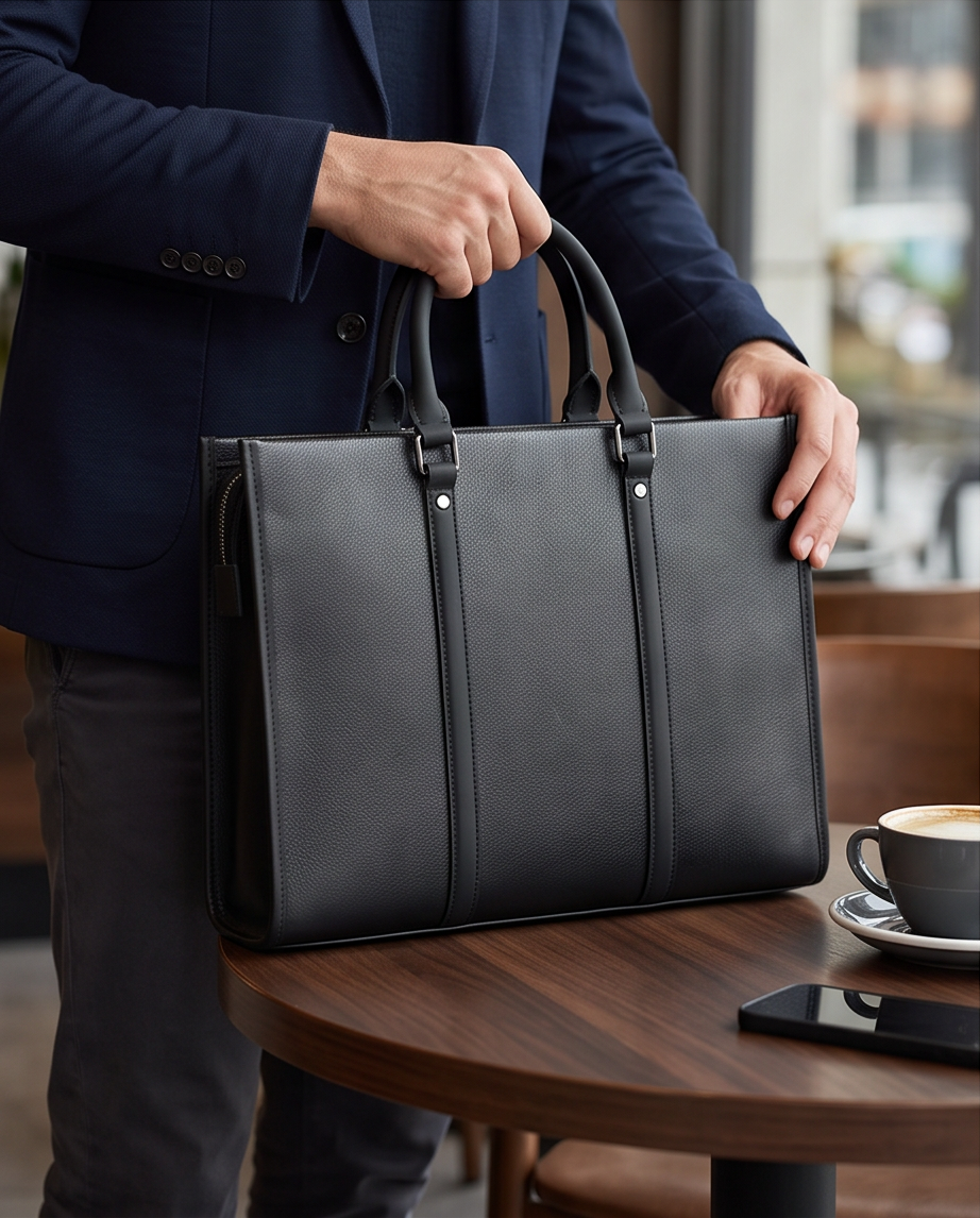 Q-EXECUTIVE Genuine Leather Laptop Briefcase – 15.6" Fit, 39L, Waterproof