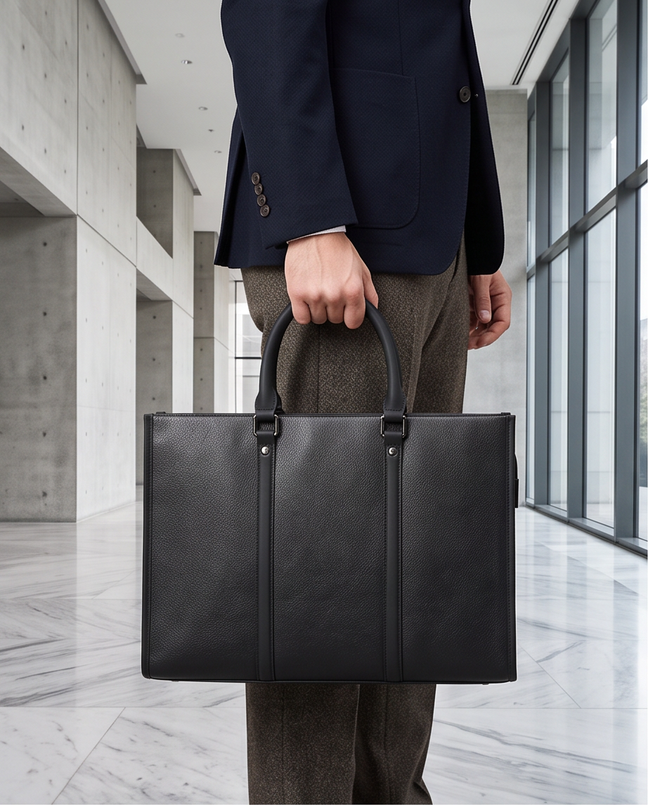 Q-EXECUTIVE Genuine Leather Laptop Briefcase – 15.6" Fit, 39L, Waterproof