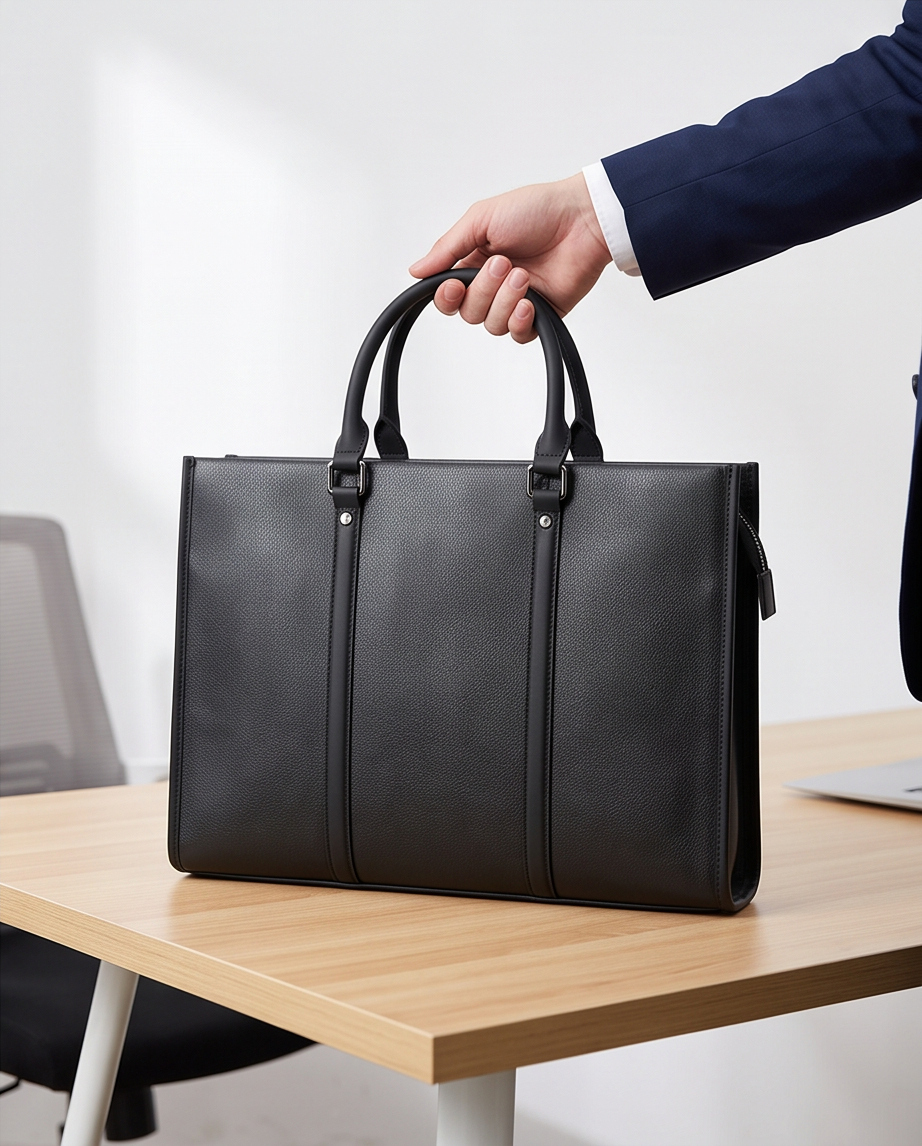 Q-EXECUTIVE Genuine Leather Laptop Briefcase – 15.6" Fit, 39L, Waterproof