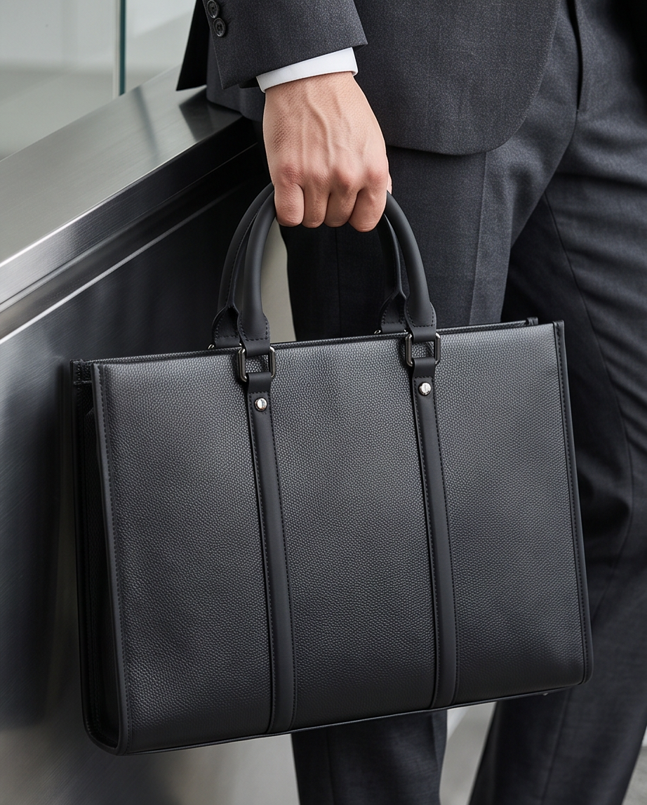 Q-EXECUTIVE Genuine Leather Laptop Briefcase – 15.6" Fit, 39L, Waterproof