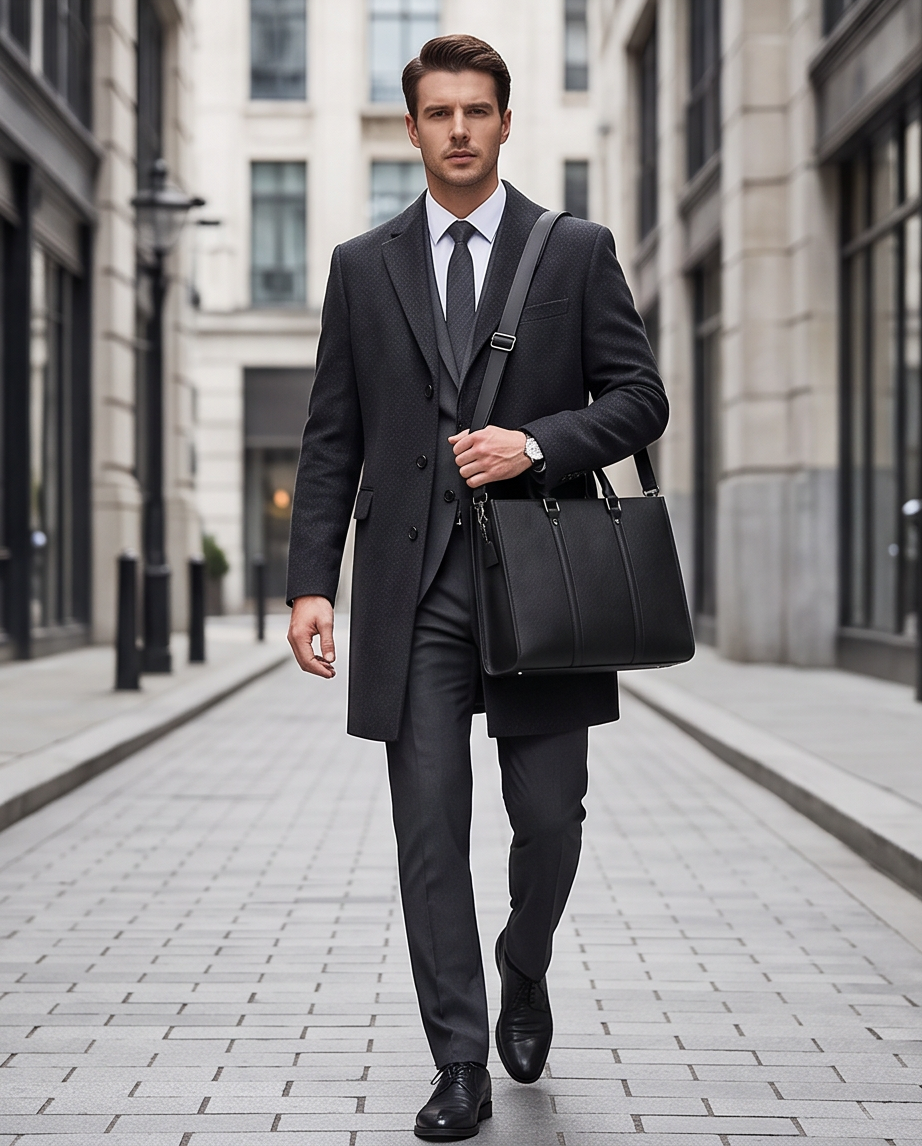 Q-EXECUTIVE Genuine Leather Laptop Briefcase – 15.6" Fit, 39L, Waterproof