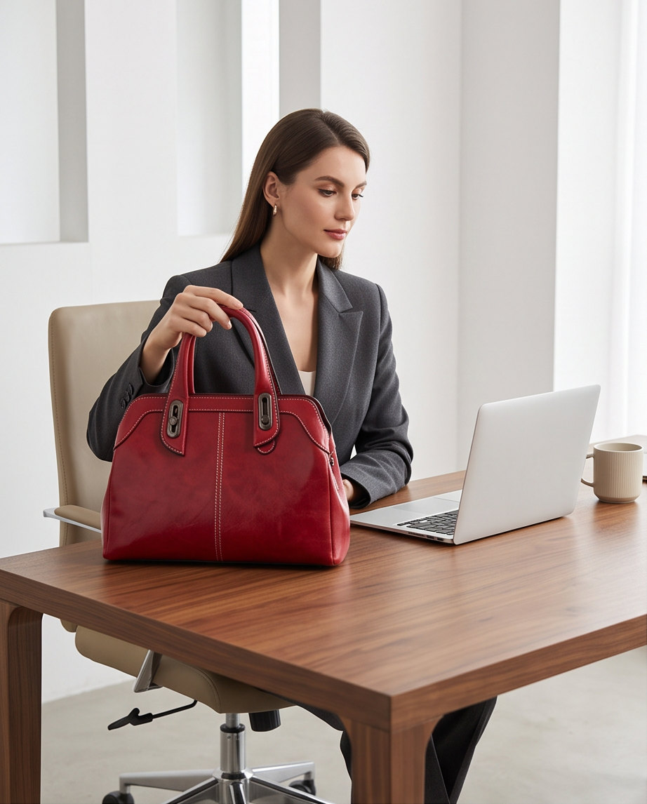 Q-CHLOE QUQUITO Large Capacity Genuine Leather Handbag for Women – Retro Crossbody & Shoulder Bag