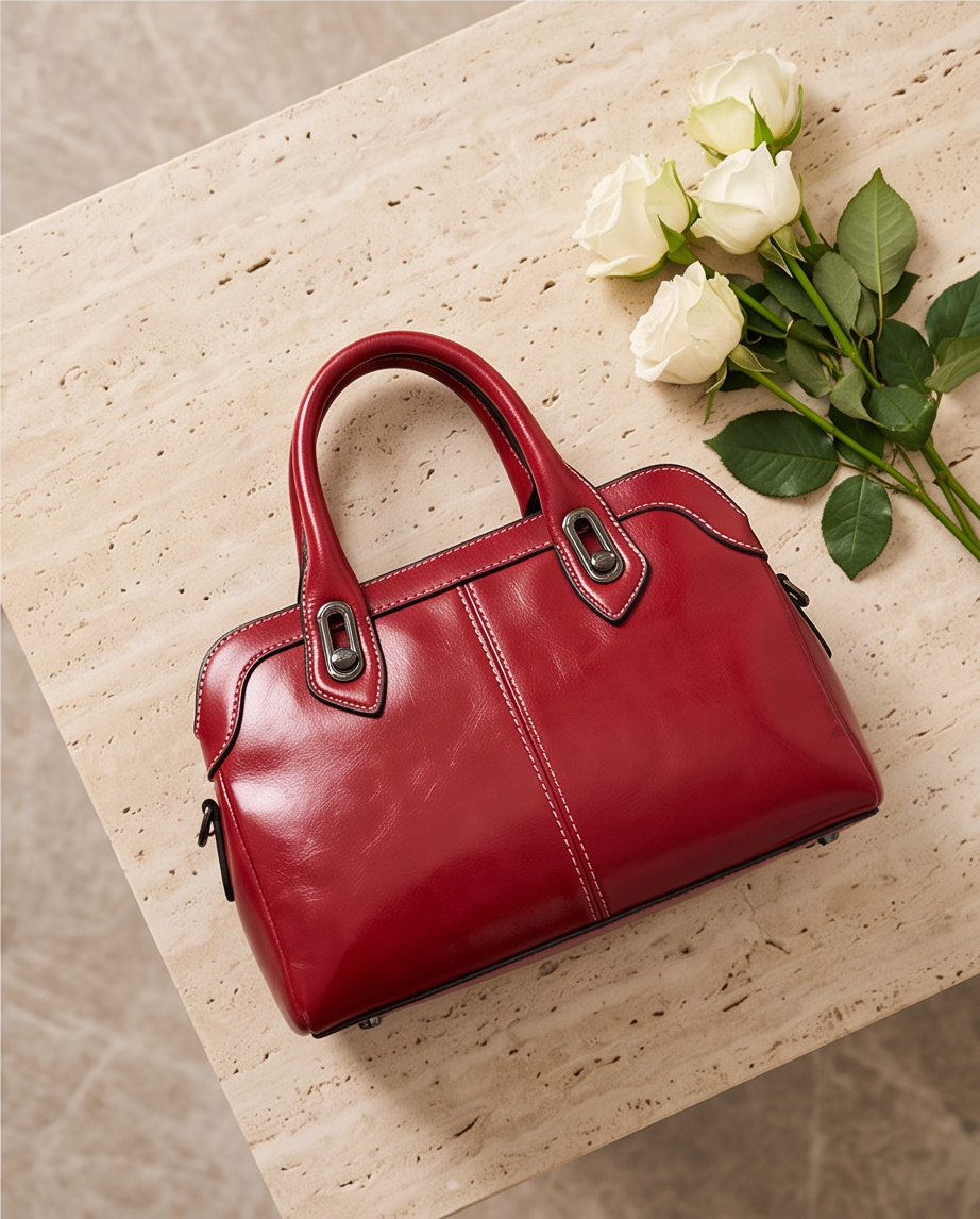 Q-CHLOE QUQUITO Large Capacity Genuine Leather Handbag for Women – Retro Crossbody & Shoulder Bag