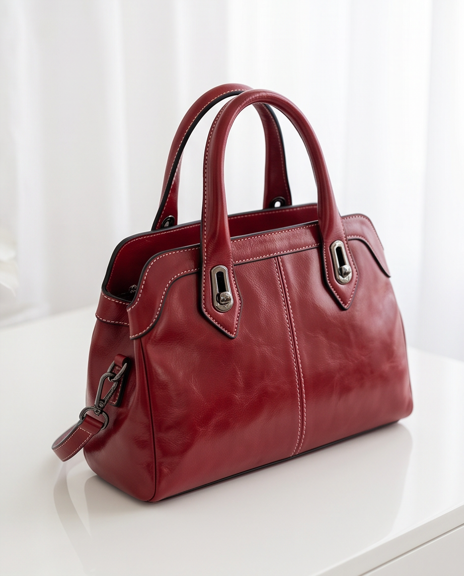 Q-CHLOE QUQUITO Large Capacity Genuine Leather Handbag for Women – Retro Crossbody & Shoulder Bag