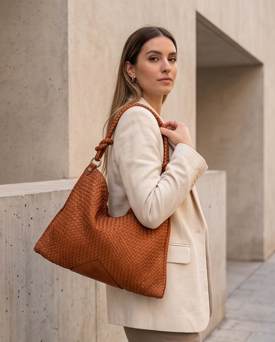 Q-CONTESSA QUQUITO Braided Calfskin Handbag – Handcrafted Italian Leather Crossbody & Shoulder Bag