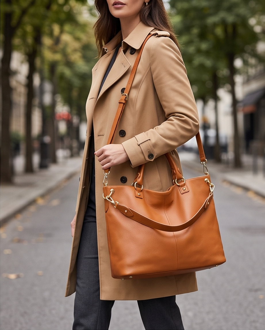 Q-SERENELLA Luxury Full-Grain Leather Handbag for Women – Crossbody, Shoulder & Top Handle