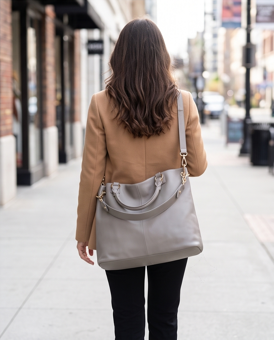 Q-SERENELLA Luxury Full-Grain Leather Handbag for Women – Crossbody, Shoulder & Top Handle
