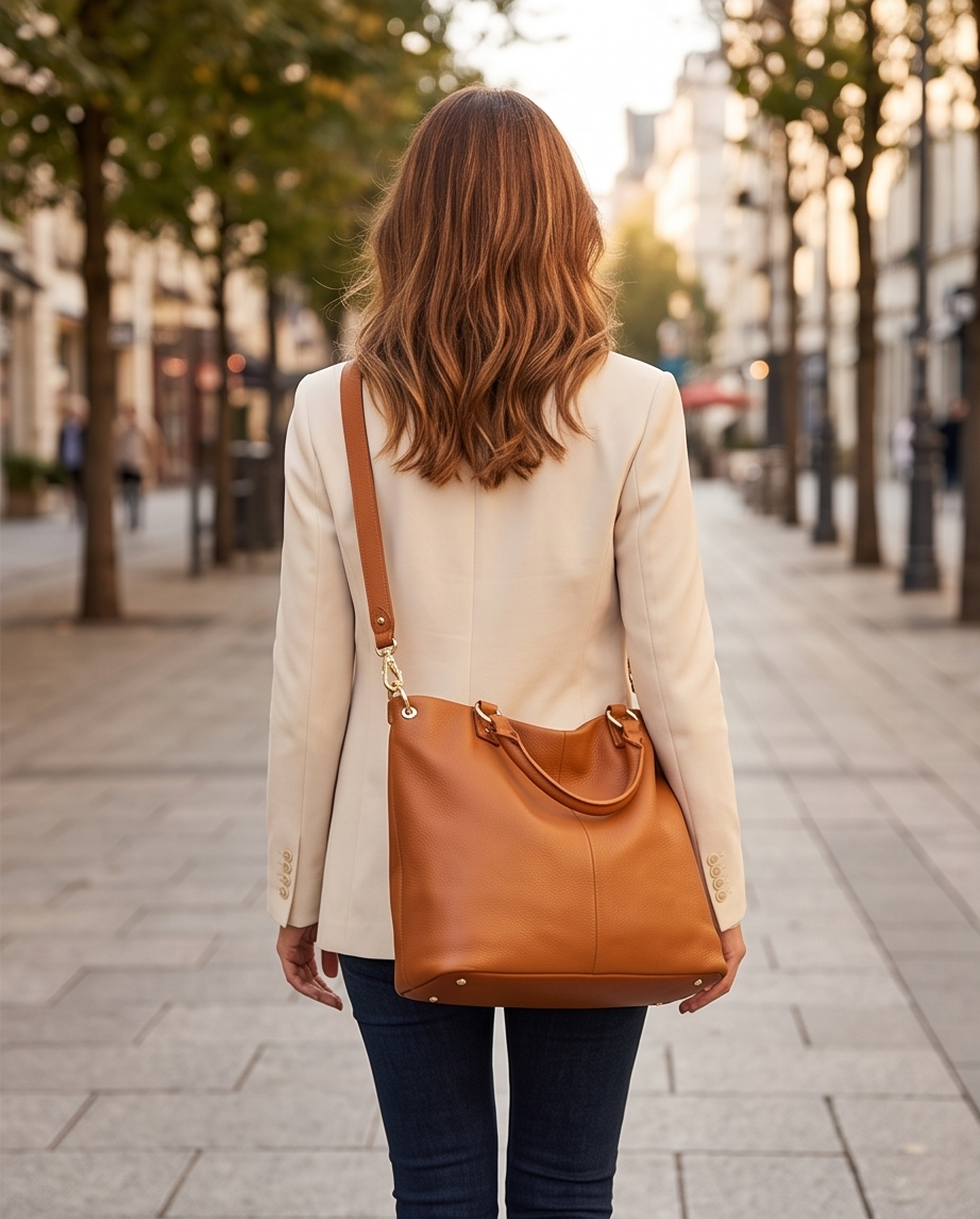 Q-SERENELLA Luxury Full-Grain Leather Handbag for Women – Crossbody, Shoulder & Top Handle