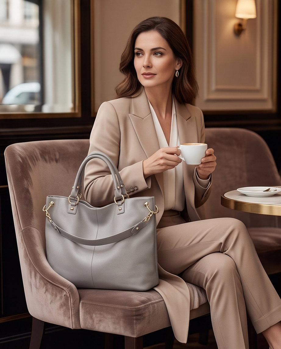Q-SERENELLA Luxury Full-Grain Leather Handbag for Women – Crossbody, Shoulder & Top Handle