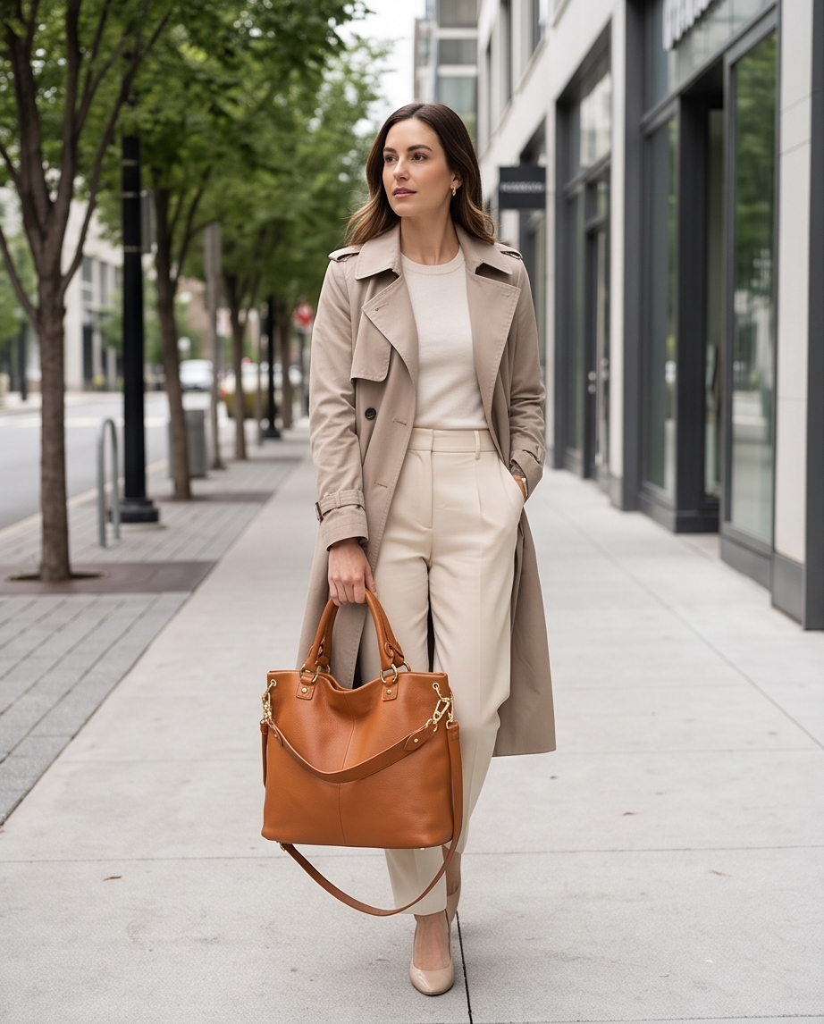 Q-SERENELLA Luxury Full-Grain Leather Handbag for Women – Crossbody, Shoulder & Top Handle