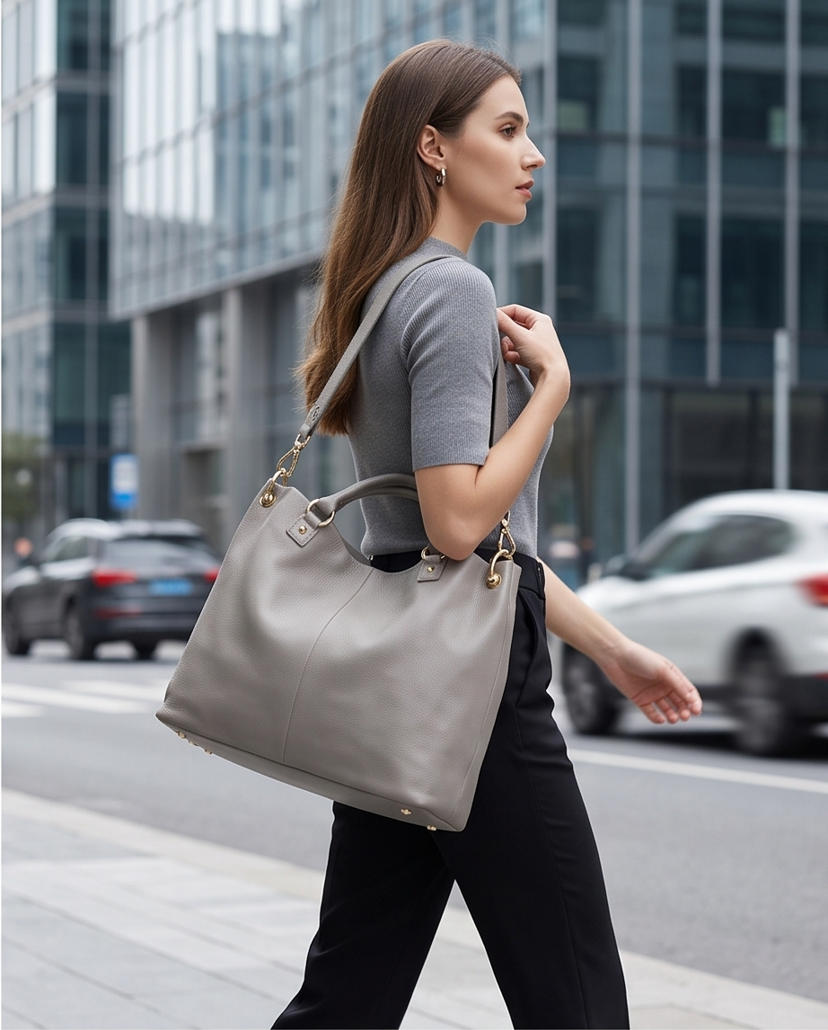 Q-SERENELLA Luxury Full-Grain Leather Handbag for Women – Crossbody, Shoulder & Top Handle