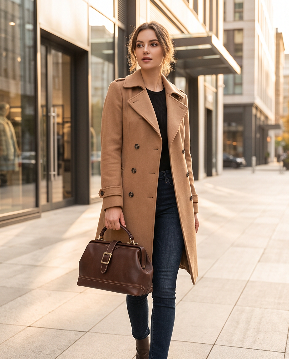 Q-AVELINE Vintage Red-Brown Full Grain Leather Messenger Bag for Women – Kiss-Lock Frame, 3-Way Carry