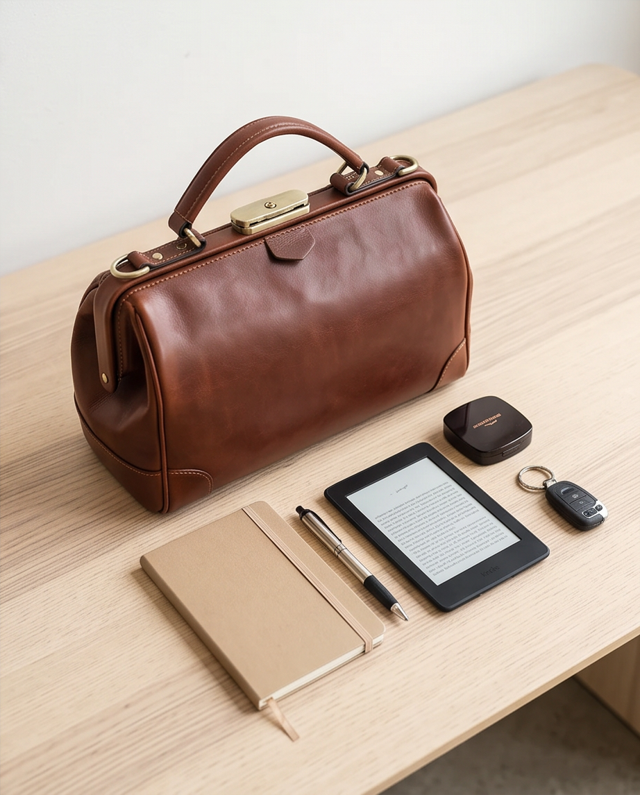 Q-DURARE Vintage Full-Grain Leather Frame Bag for Women – Anti-Theft Lock, Crossbody & Shoulder Bag