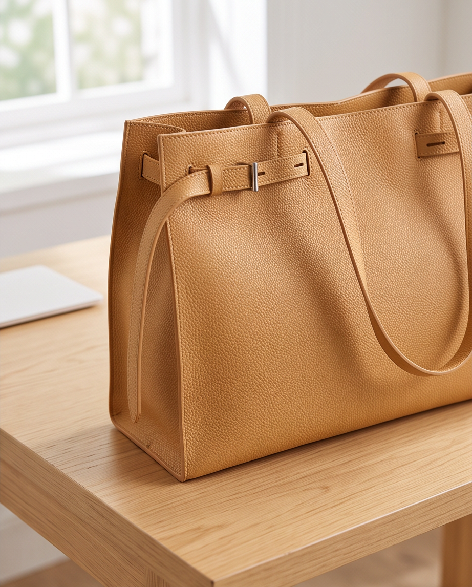 Q-ELEGANZA Full-Grain Leather Tote Bag for Women – Lightweight, Roomy Shoulder & Handbag