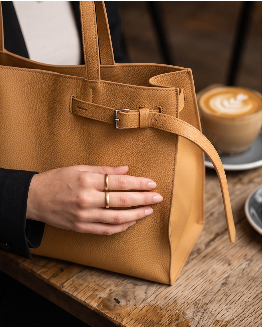 Q-ELEGANZA Full-Grain Leather Tote Bag for Women – Lightweight, Roomy Shoulder & Handbag