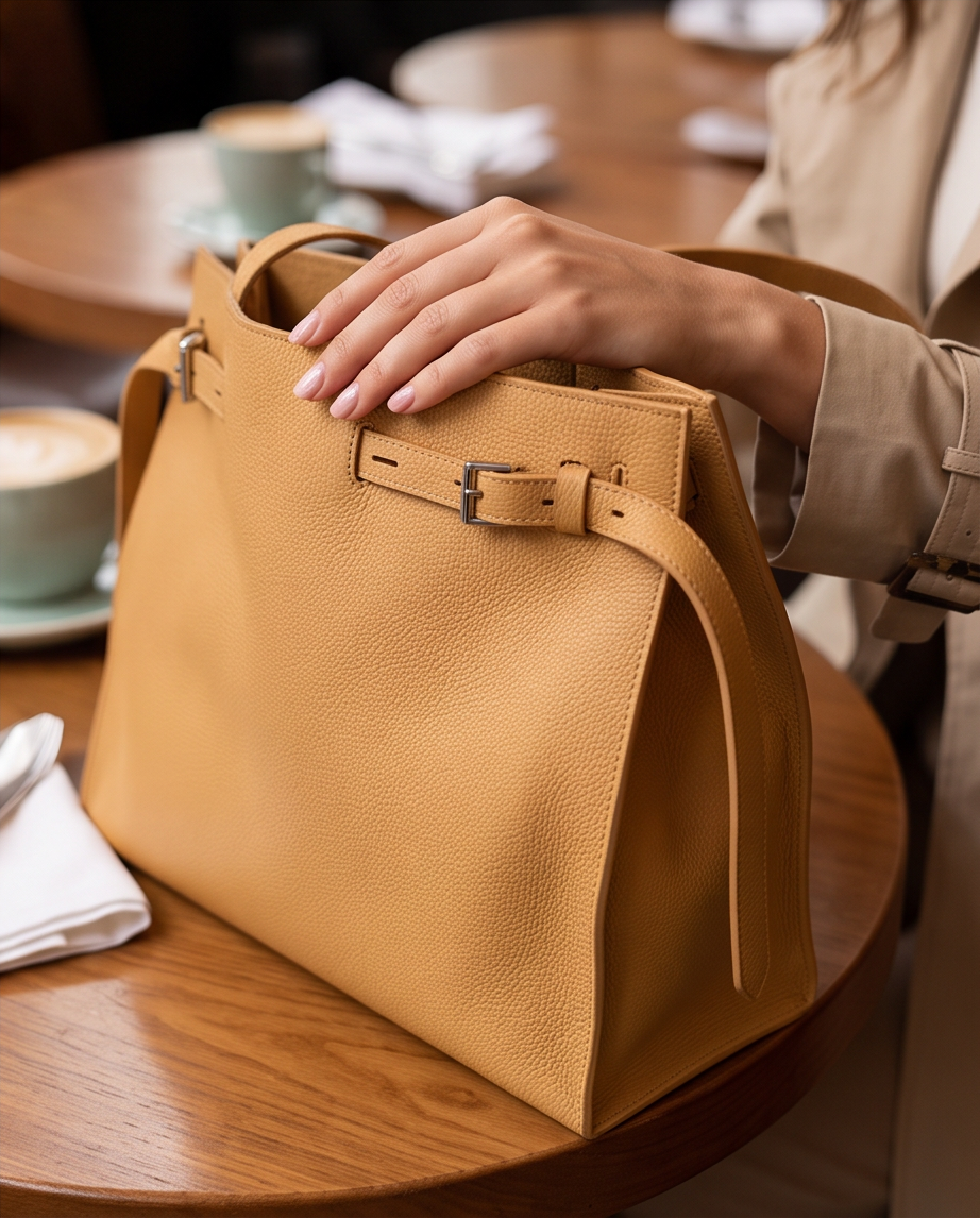 Q-ELEGANZA Full-Grain Leather Tote Bag for Women – Lightweight, Roomy Shoulder & Handbag