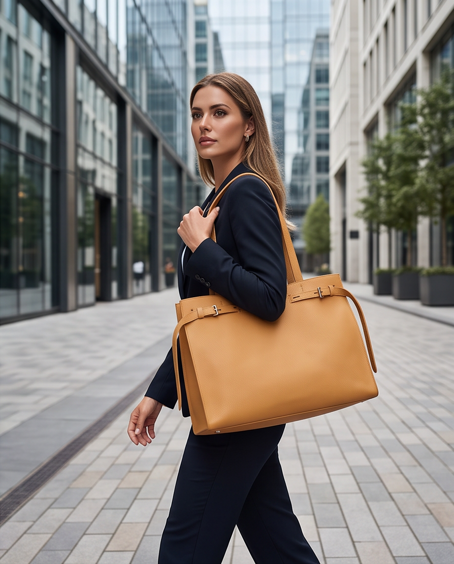 Q-ELEGANZA Full-Grain Leather Tote Bag for Women – Lightweight, Roomy Shoulder & Handbag