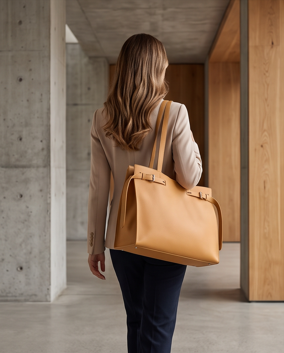 Q-ELEGANZA Full-Grain Leather Tote Bag for Women – Lightweight, Roomy Shoulder & Handbag