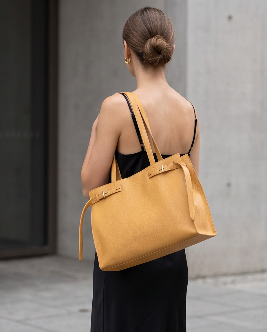 Q-ELEGANZA Full-Grain Leather Tote Bag for Women – Lightweight, Roomy Shoulder & Handbag