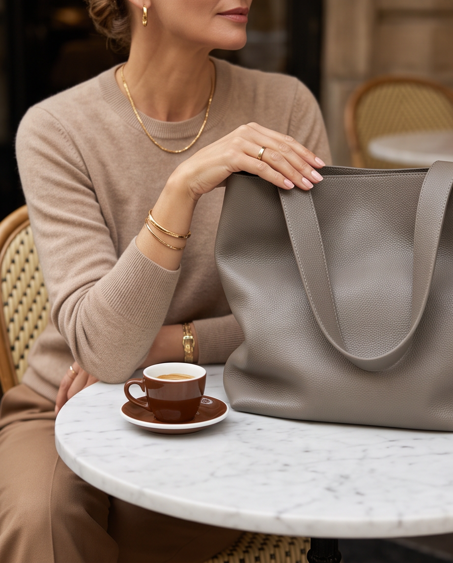 Q-DONNA Full-Grain Leather Bucket Tote Bag for Women – Expandable Shoulder & Messenger