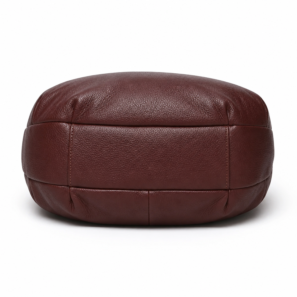 Q-AURELIA Full-Grain Leather Shoulder Bag for Women – Large Crossbody, Zip Entry & 4 Pockets