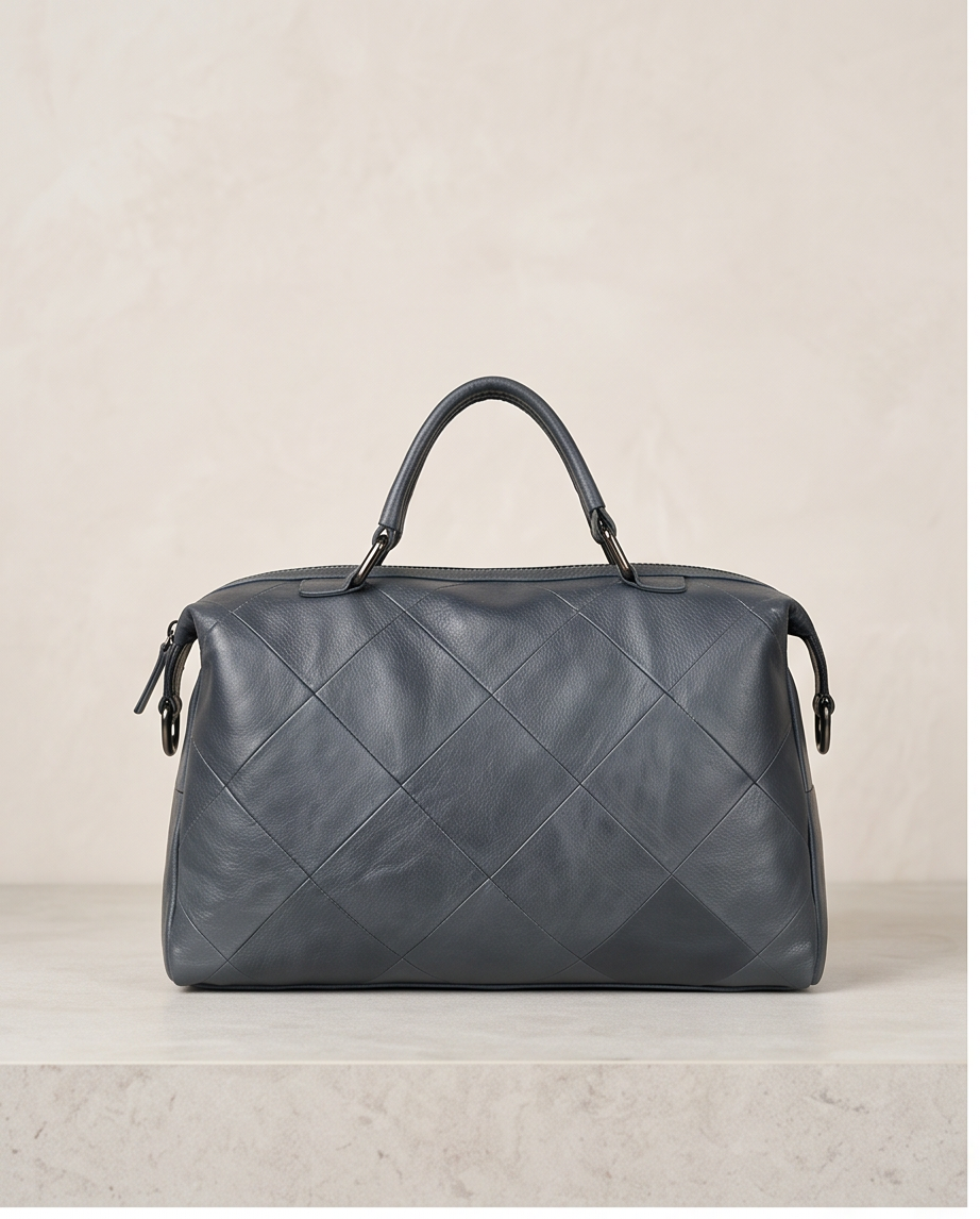 Q-VERA Full-Grain Leather Shoulder Bag for Women – Crossbody, Top Handle & Back Zip Pocket