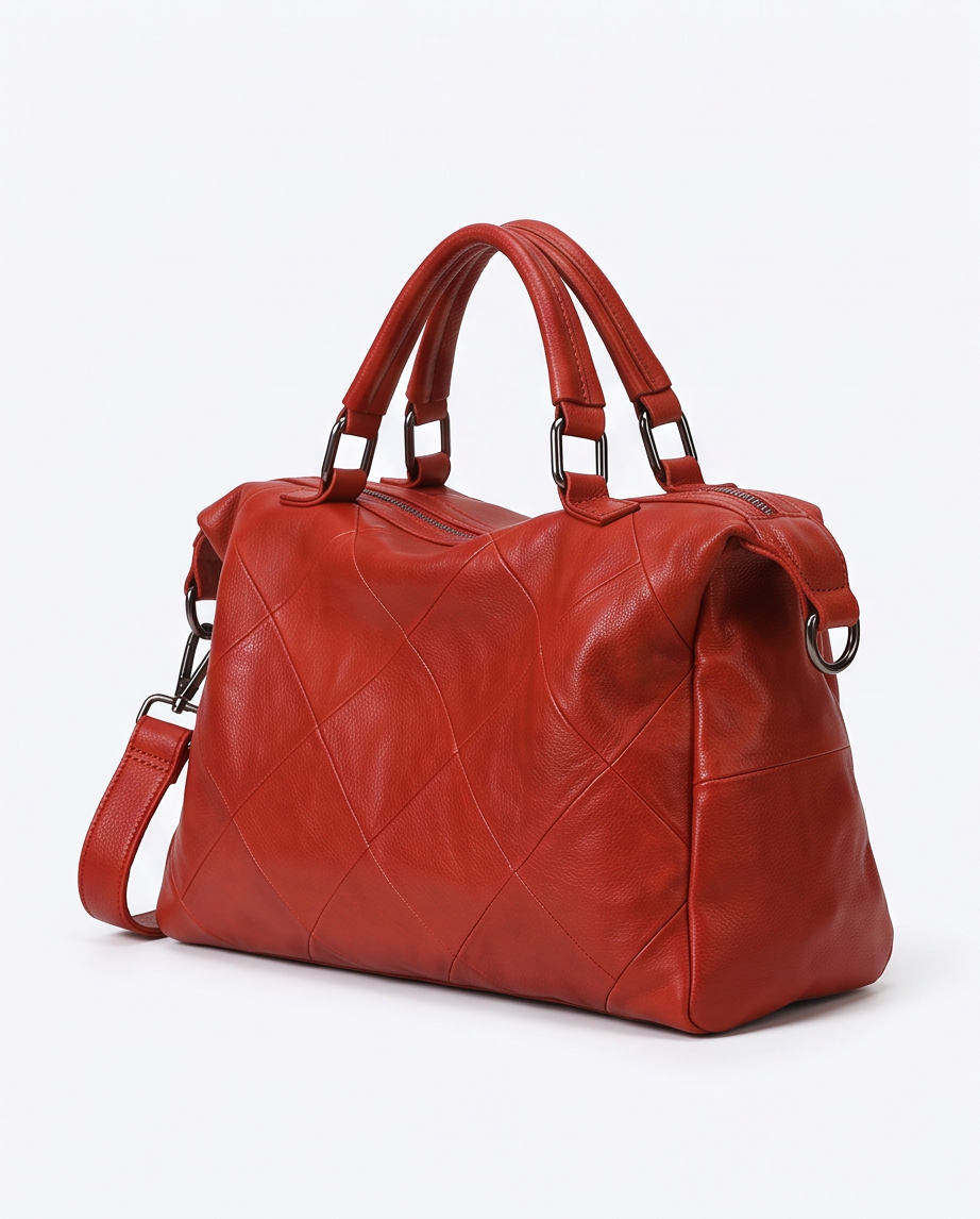 Q-VERA Full-Grain Leather Shoulder Bag for Women – Crossbody, Top Handle & Back Zip Pocket