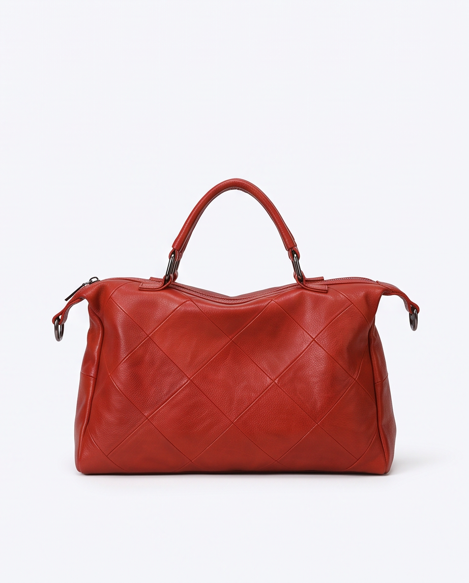 Q-VERA Full-Grain Leather Shoulder Bag for Women – Crossbody, Top Handle & Back Zip Pocket