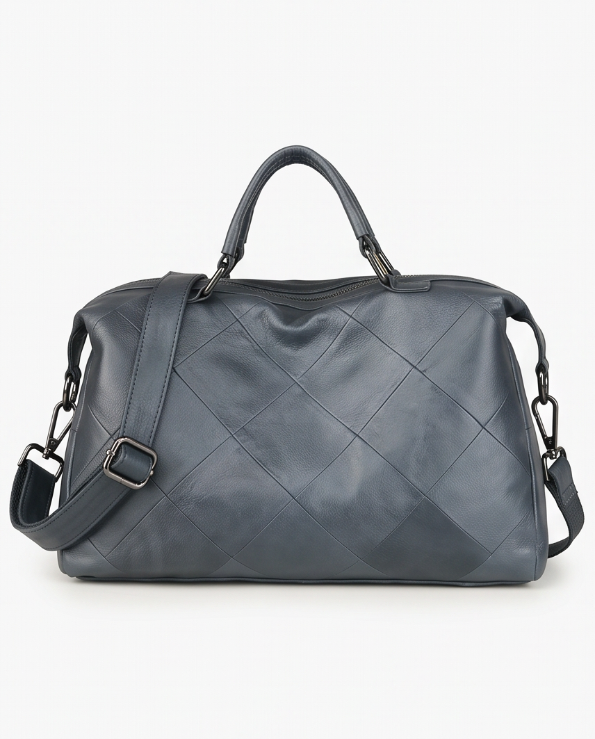 Q-VERA Full-Grain Leather Shoulder Bag for Women – Crossbody, Top Handle & Back Zip Pocket