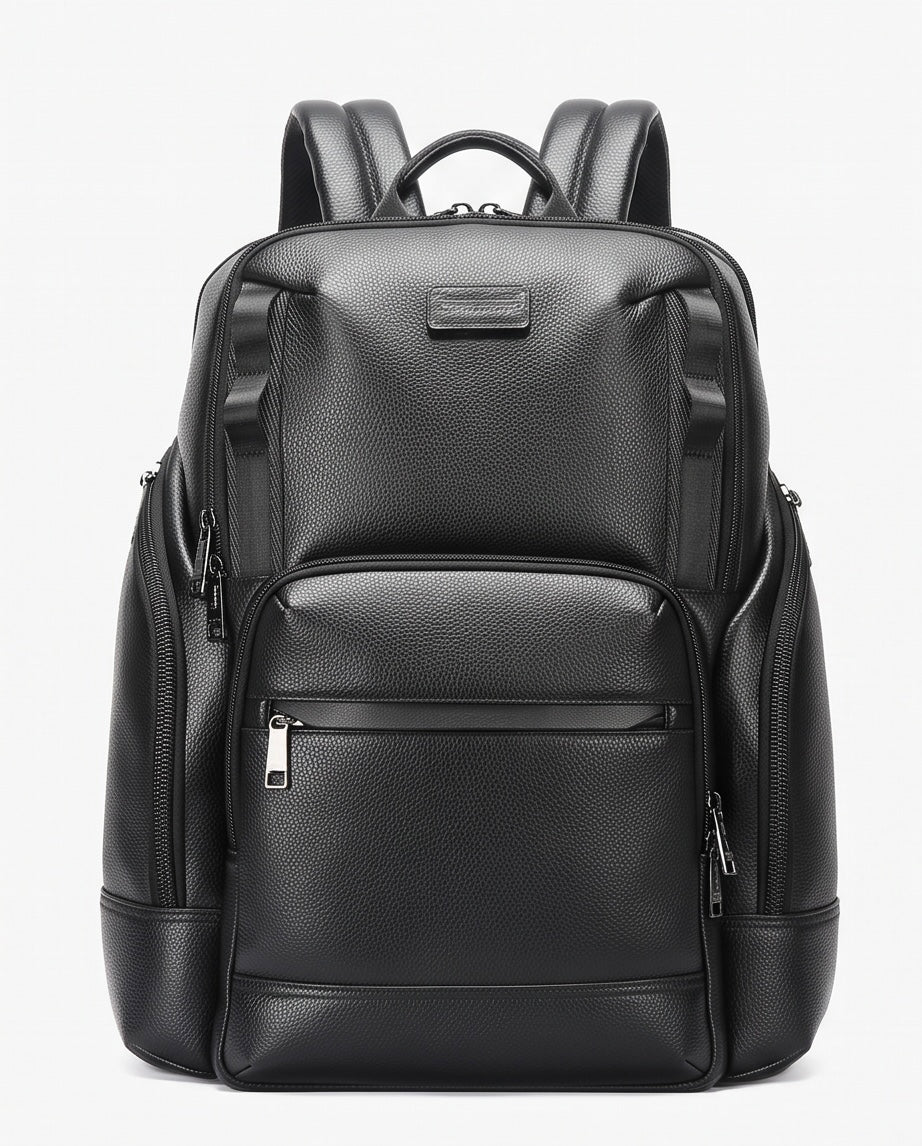 Q-AVENTURO Luxury Genuine Leather Business Backpack – 15.6" Laptop, Waterproof & Ergonomic