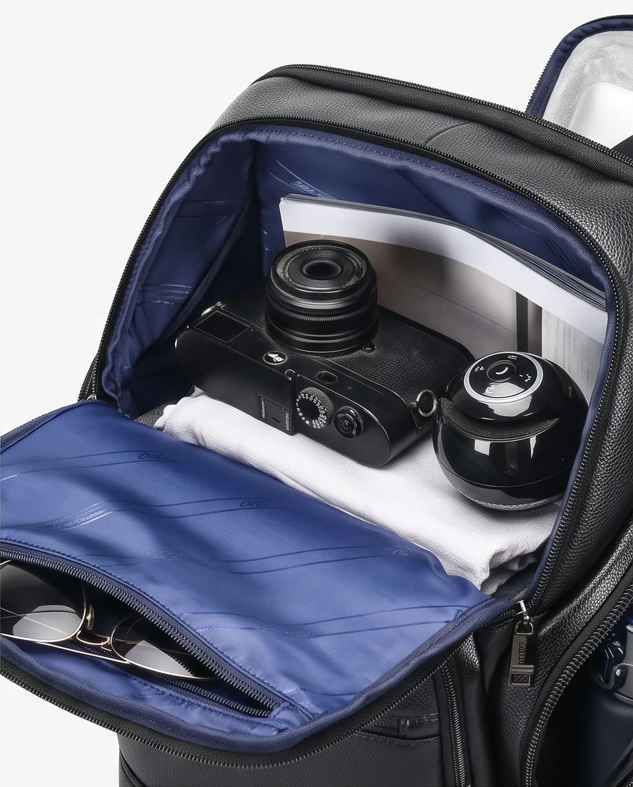 Q-AVENTURO Luxury Genuine Leather Business Backpack – 15.6" Laptop, Waterproof & Ergonomic