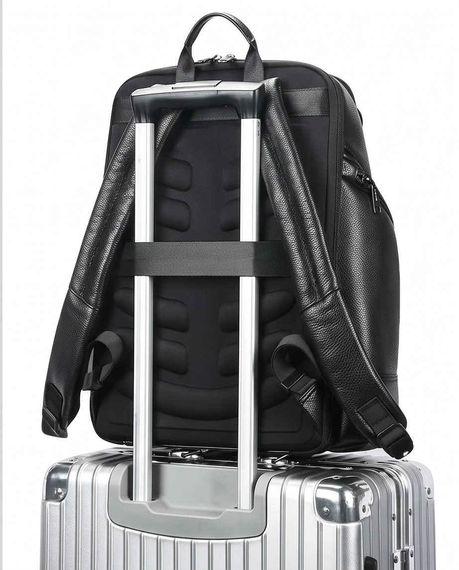 Q-AVENTURO Luxury Genuine Leather Business Backpack – 15.6" Laptop, Waterproof & Ergonomic