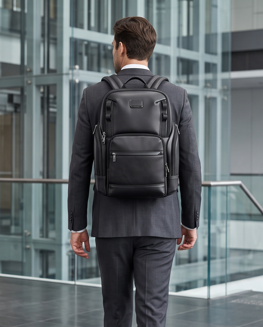 Q-AVENTURO Luxury Genuine Leather Business Backpack – 15.6" Laptop, Waterproof & Ergonomic