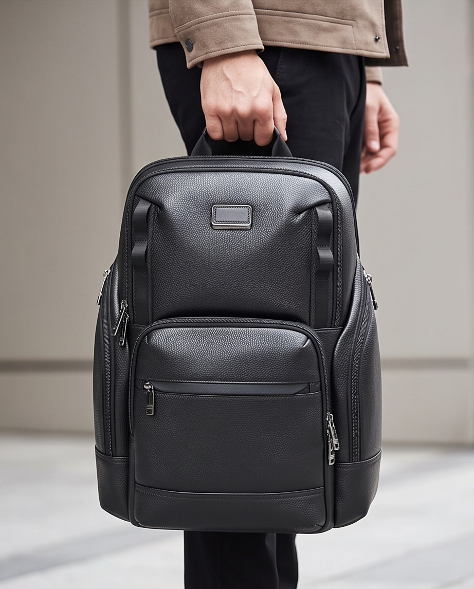 Q-AVENTURO Luxury Genuine Leather Business Backpack – 15.6" Laptop, Waterproof & Ergonomic