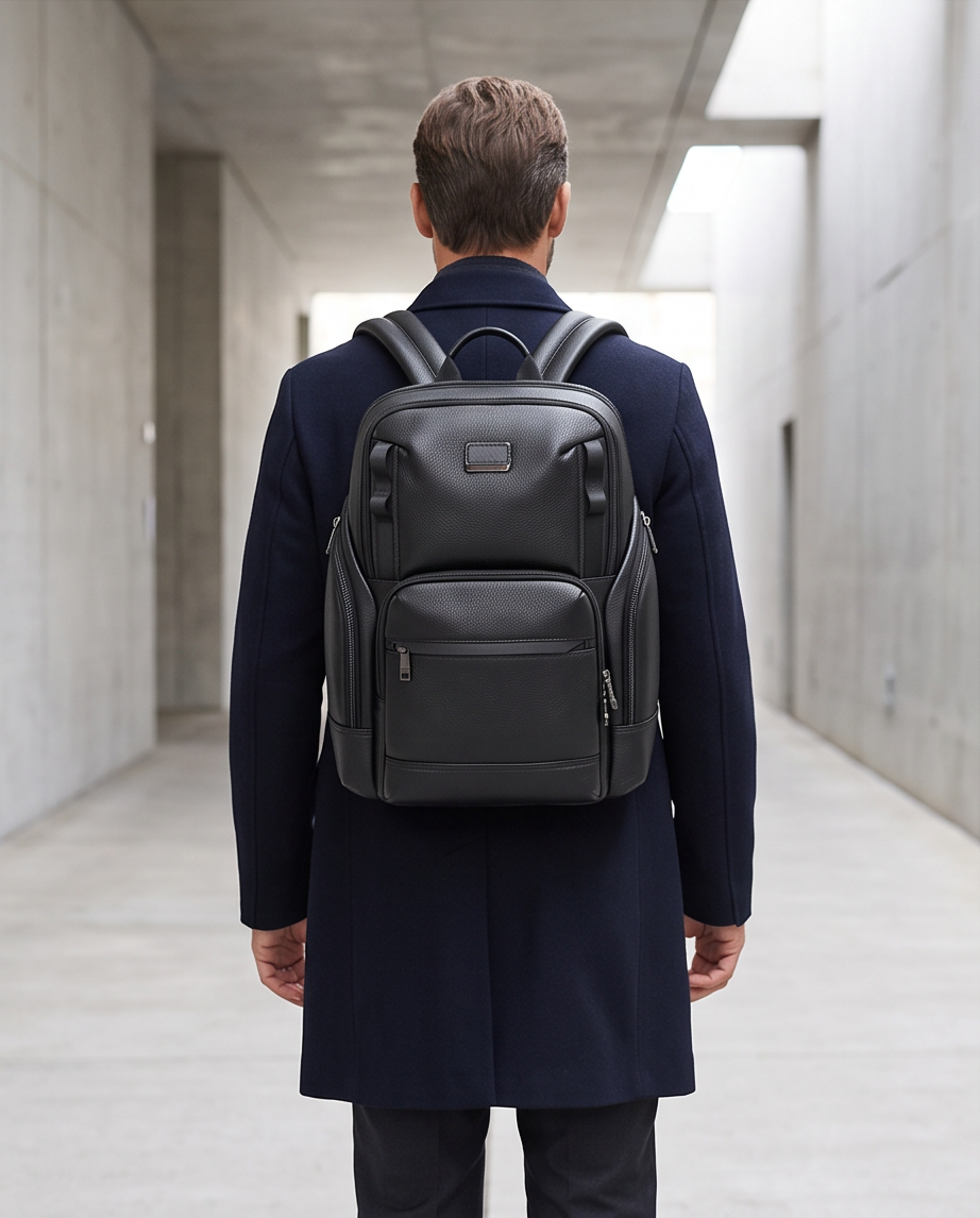 Q-AVENTURO Luxury Genuine Leather Business Backpack – 15.6" Laptop, Waterproof & Ergonomic