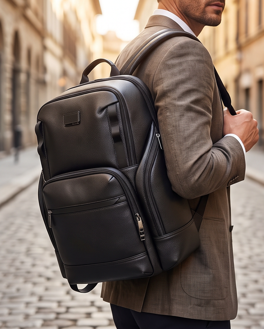 Q-AVENTURO Luxury Genuine Leather Business Backpack – 15.6" Laptop, Waterproof & Ergonomic