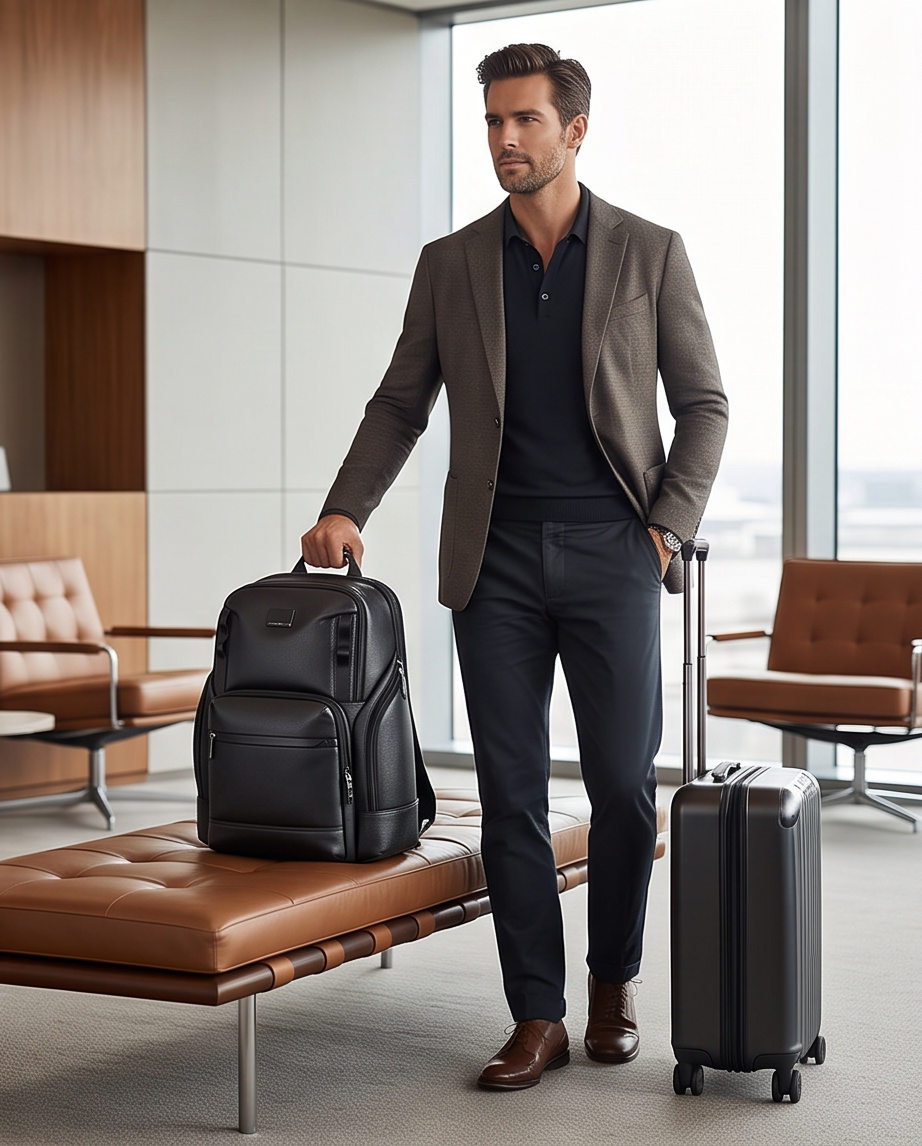 Q-AVENTURO Luxury Genuine Leather Business Backpack – 15.6" Laptop, Waterproof & Ergonomic